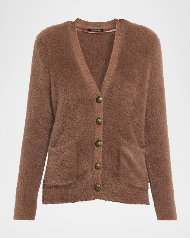 Chambie Button-Down Faux Fur Sweater